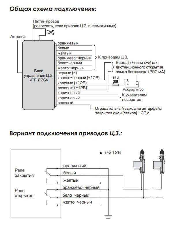 Схема подключения китайского центрального замка