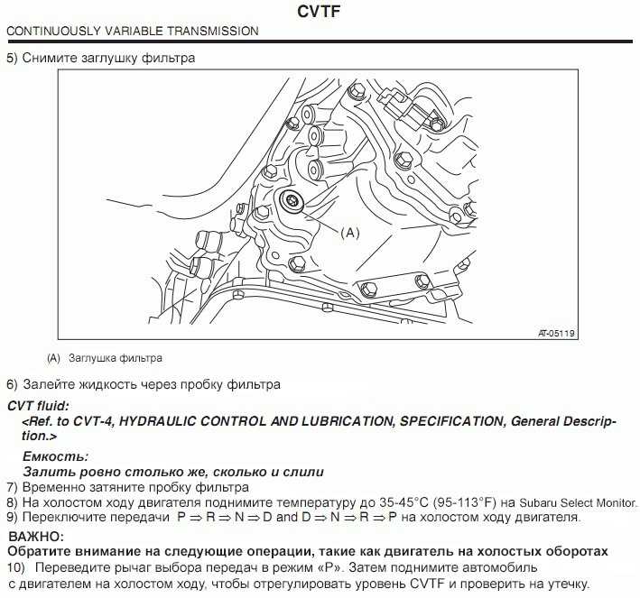 Замена масла в вариаторе субару аутбек 2011