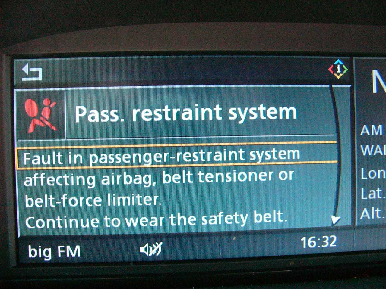Bmw airbag restraint system malfunction - gone app