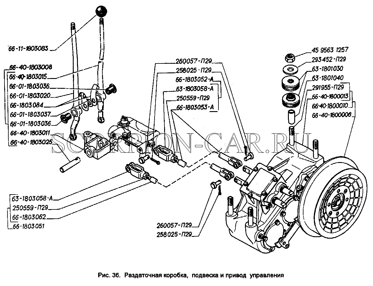 Схема переключения передач газ 66