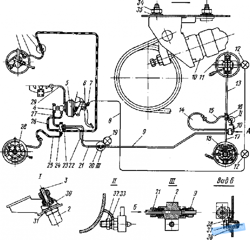 Тормозная система москвич 408 схема