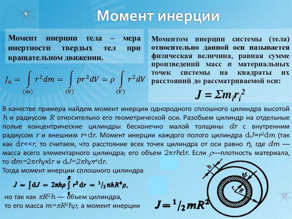 Момент  инерции: в чем измеряется, от чего зависит, как обозначается