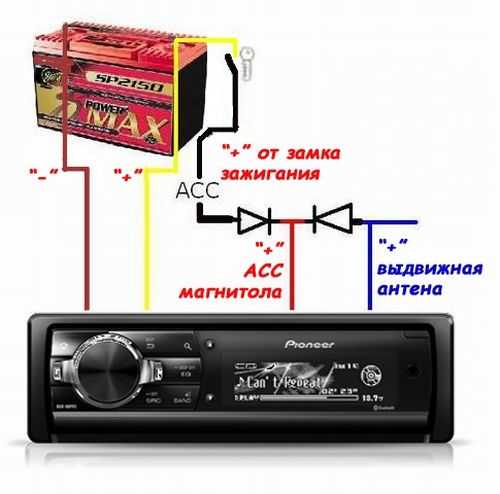 Схема подключения магнитолы от аккумулятора напрямую