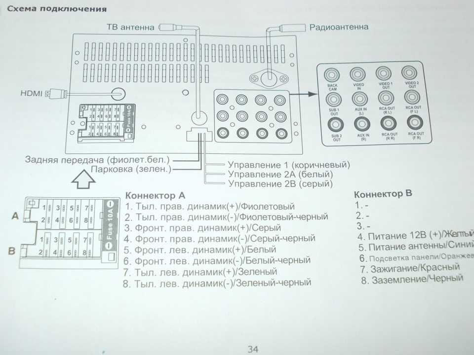 Подключение магнитол podofo 7010b, 7018b, 7023b, камера заднего вида, кнопки руля и телефон