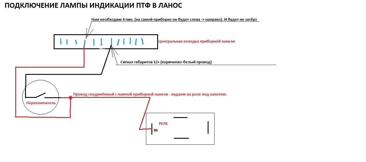 Схема подключения противотуманок в шевроле ланос